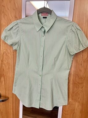 Thomas Pink Green & Pink Striped Button Up